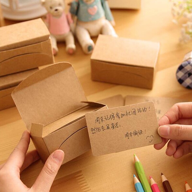 100 Vellen/Doos Van Dubbelzijdig Blank Kraftpapier Visitekaartje Woord Informatie Kaart Handgeschilderde Graffiti kaart Diy Card