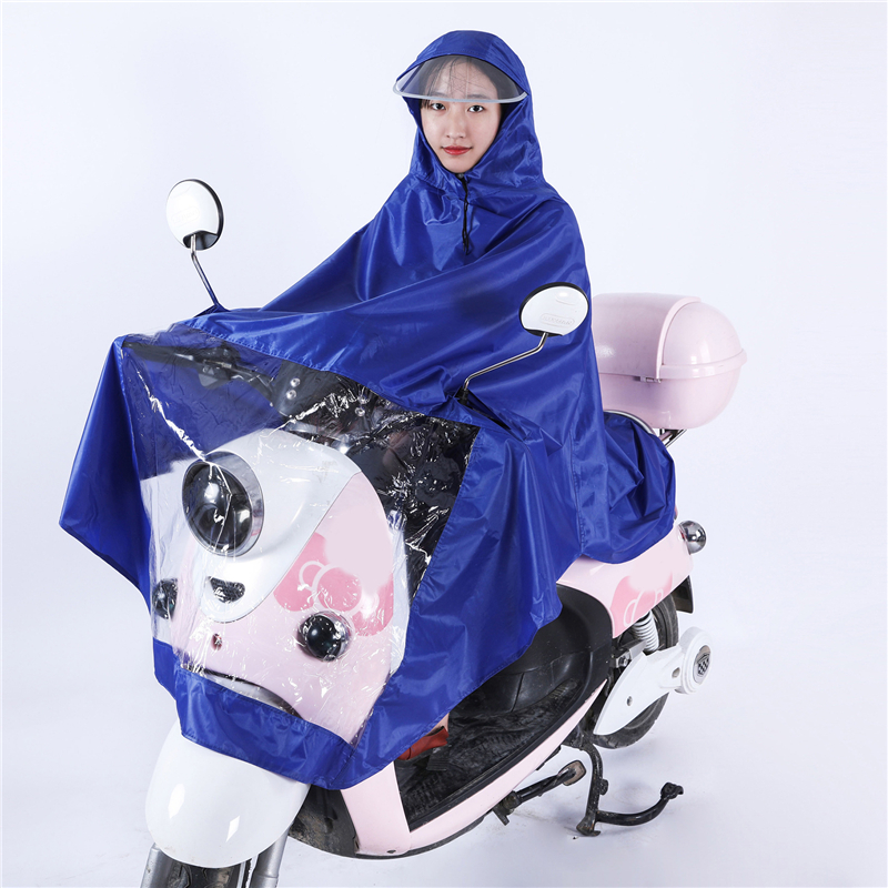 Chubasquero impermeable Universal con capucha, capa de lluvia, Poncho para movilidad, Scooters, motocicletas, bicicletas: Blue single brim