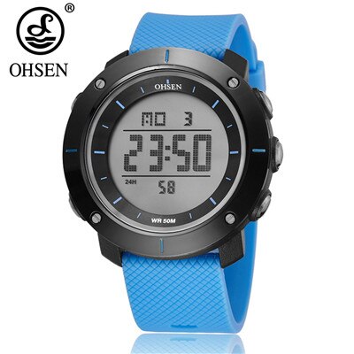 NEUE OHSEN Mann Männlichen Orologio Uomo Digitale Uhren Wasser Stoßfest Herren Sport Armbanduhren Silikon Band: Blau