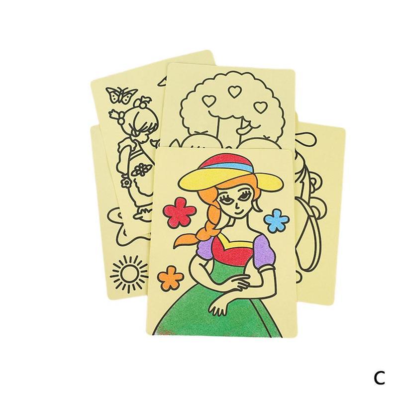 Diy Handmade Color Sand Painting Children Art Color Paper Painting Sand Picture Painting Crafts Graffiti N2H6: C