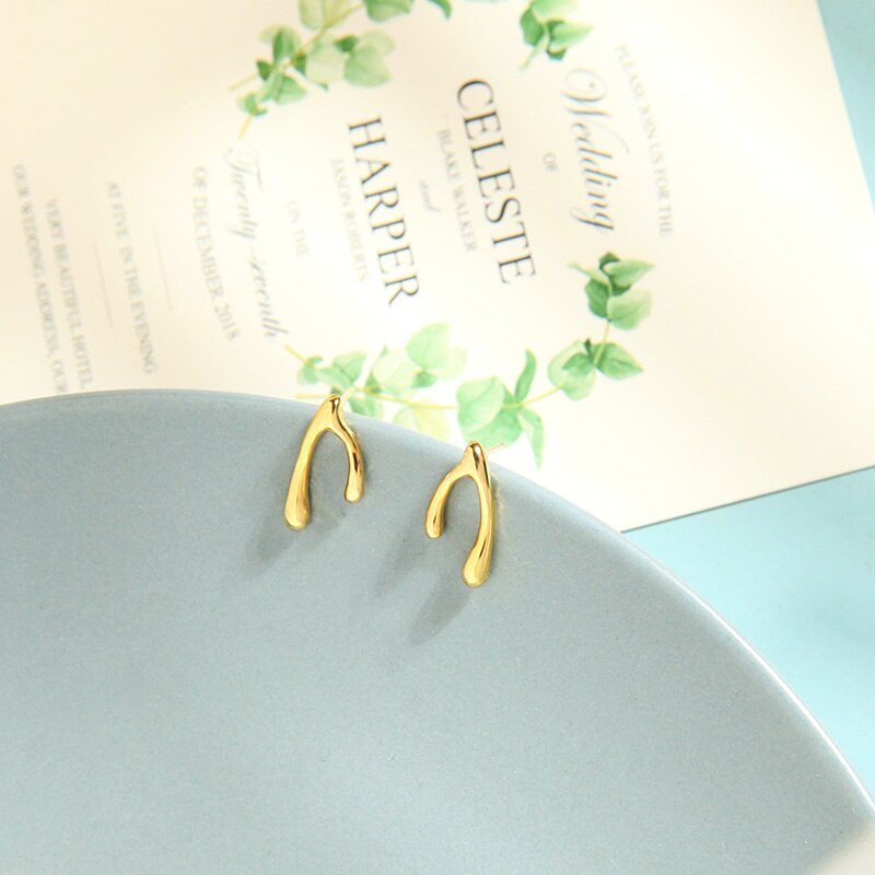 Gold Color Metal sheets Ear Stud Earrings Crystal Chain Tassel Pendant Small Simple Earring Jewelry For Women Factory