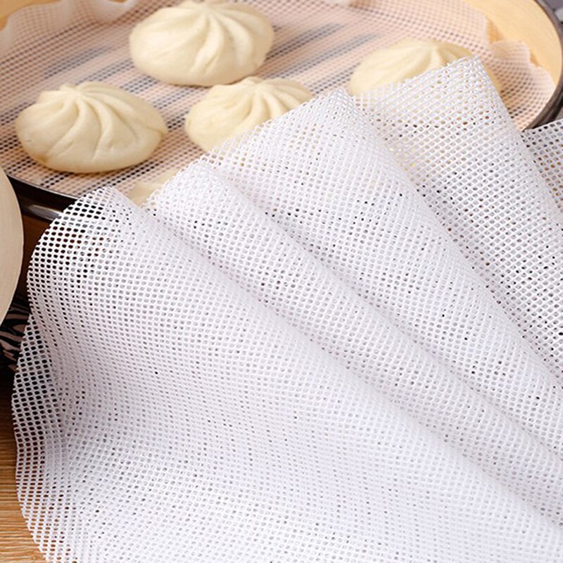 3Pc Round Non-Stick Silicone Steamer Pad White Dim Sum Paper Home Restaurant Steamers Mat Kitchen Cooking Tools