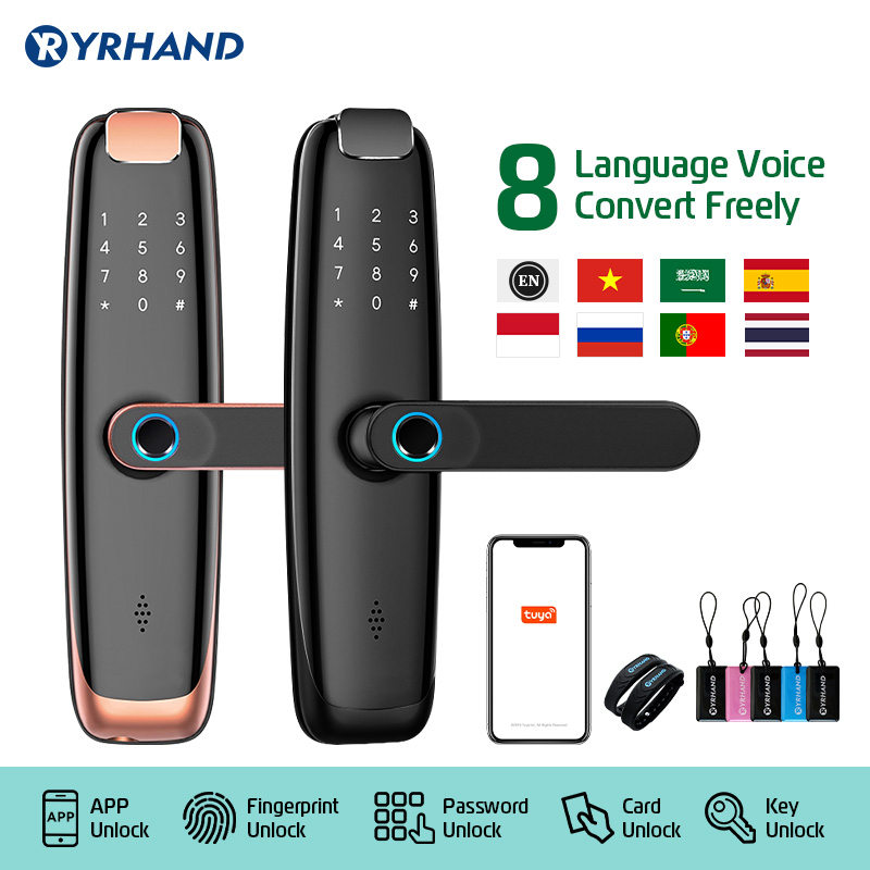YRHAND H2 Tuya wif fingerprinti fechadura eletronica сейф password cerradura inteligente smart door lock