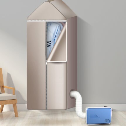 Secador de ropa para el hogar, además de ácaros, portátil multifuncional, zapatos de secado de mantas calientes, secador de pelo para mascotas, calentador de ventilador: Blue with cover