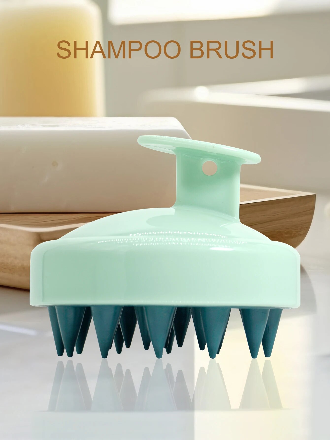 Champú de silicona, masajeador de pelo para el cuero cabelludo, cepillo para masaje del cuero cabelludo y la cabeza, cepillo para masaje del cuero cabelludo, peine, mango mágico, cepillo para masaje de Spa: Verde militar