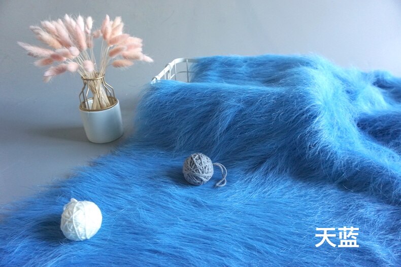 12 Cm Top Een Faux Bont Knuffel Stof 160 Cm Breedte Luxe Lang Haar Faux Fur Stof Voor Handgemaakte naaien Kleding Pop Bont: sky blue