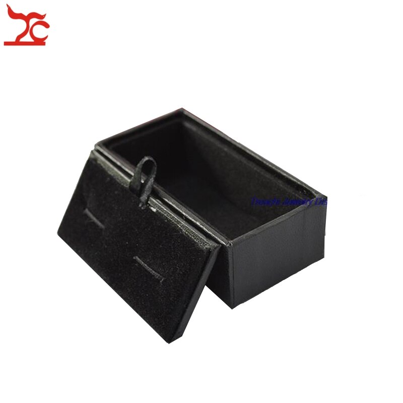 Manschettknappar paket kista svart läder manschettknappar smycken förvaring organisatör box fodral hållare 8 x 4 x 3cm