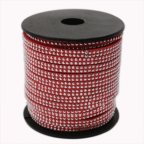 2 Row Silver Aluminum Studded Korea Faux Suede Cord 5x2mm Jewelry Findings about 20yards/roll