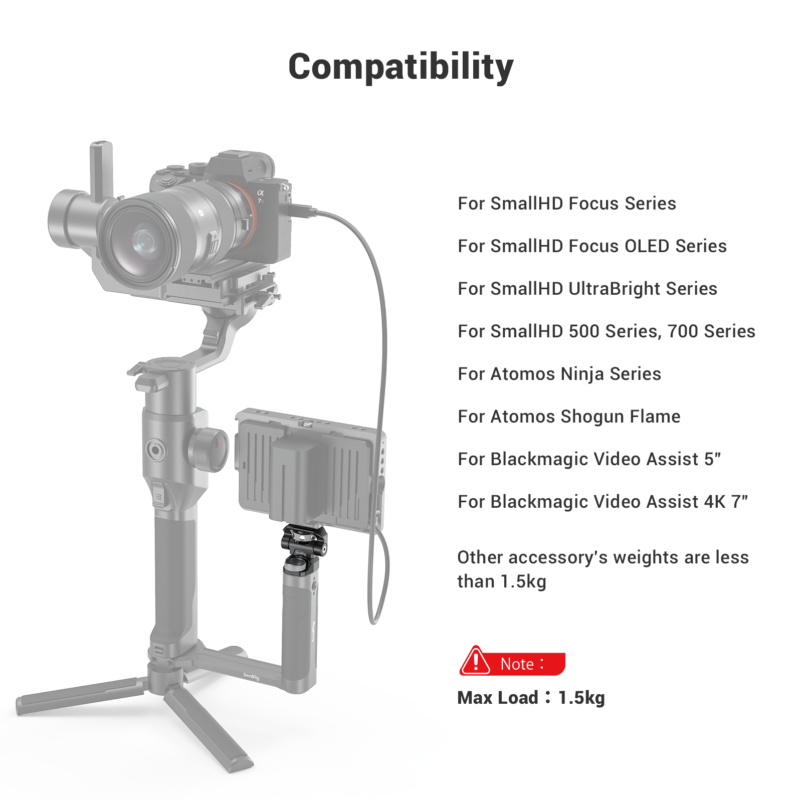 SmallRig Swivel and Tilt Adjustable Monitor Mount with ARRI-Style Mount For SmallHD/Atomos/Blackmagic Monitor/Screen Mount -2903