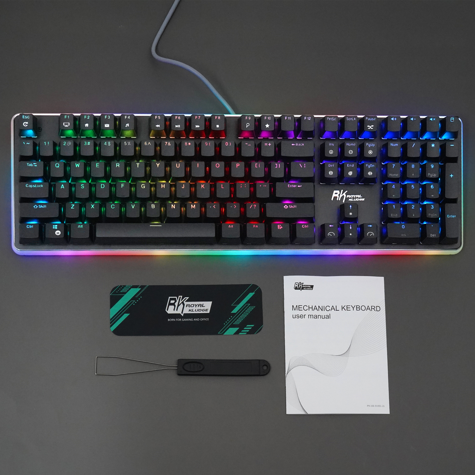 Teclado mecánico RK918 ROYAL KLUDGE para videojuegos, con cable USB, 108 teclas con retroiluminación RGB, interruptor marrón para PC, ordenador: RGB Black / Brown interruptor