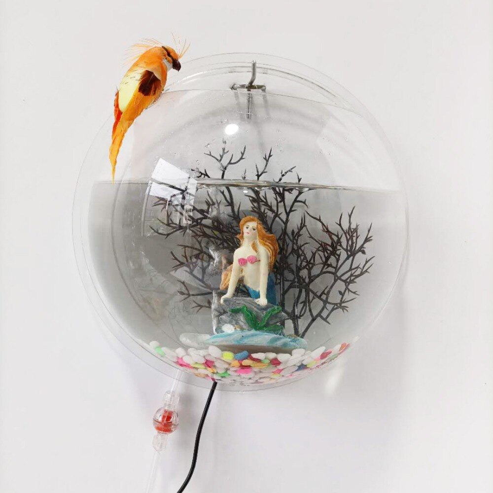 Acrylic Fish Bowl Wall-mounted Aquarium Fish Tank with Oxygen Device and Lighting Device Pet Products Betta fish: decoration pump 03
