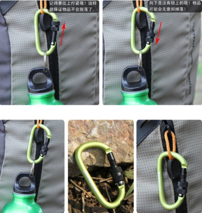8cm Aluminum Carabiner D-Ring Key Chain Clip Camping Keyring Snap Hook Outdoor Travel Kit
