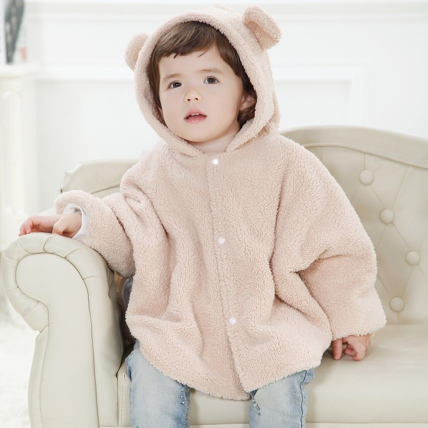 Hooyi Beige Baby Mäntel Mädchen der Kittel Oberbekleidung Vlies Mantel freundlicher Mantel Kaninchen Poncho Kap Jungen Outfits 0-3Jahre Dicken Umhang