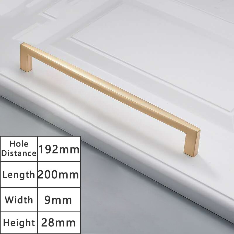 YUTOKO European Style Matte Gold Cabinet Handles Solid Brass Kitchen Cupboard Pulls Drawer Knobs Furniture Handle Hardware: 105-192mm Gold
