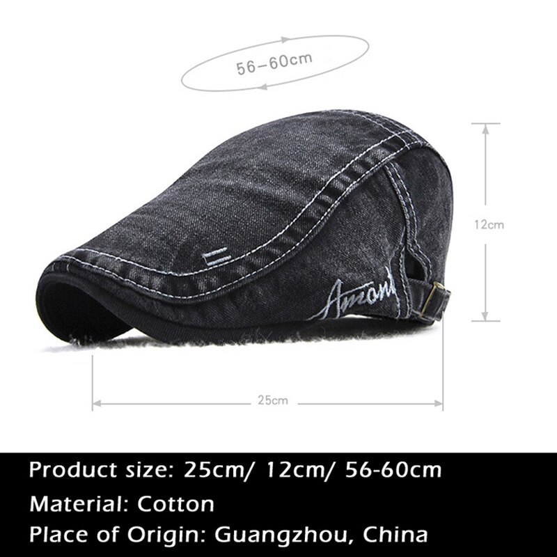 MEDYLA, gorro para hombre, sombreros boinas estilo británico occidental, letras bordadas, boina retro clásica de lavado simple de