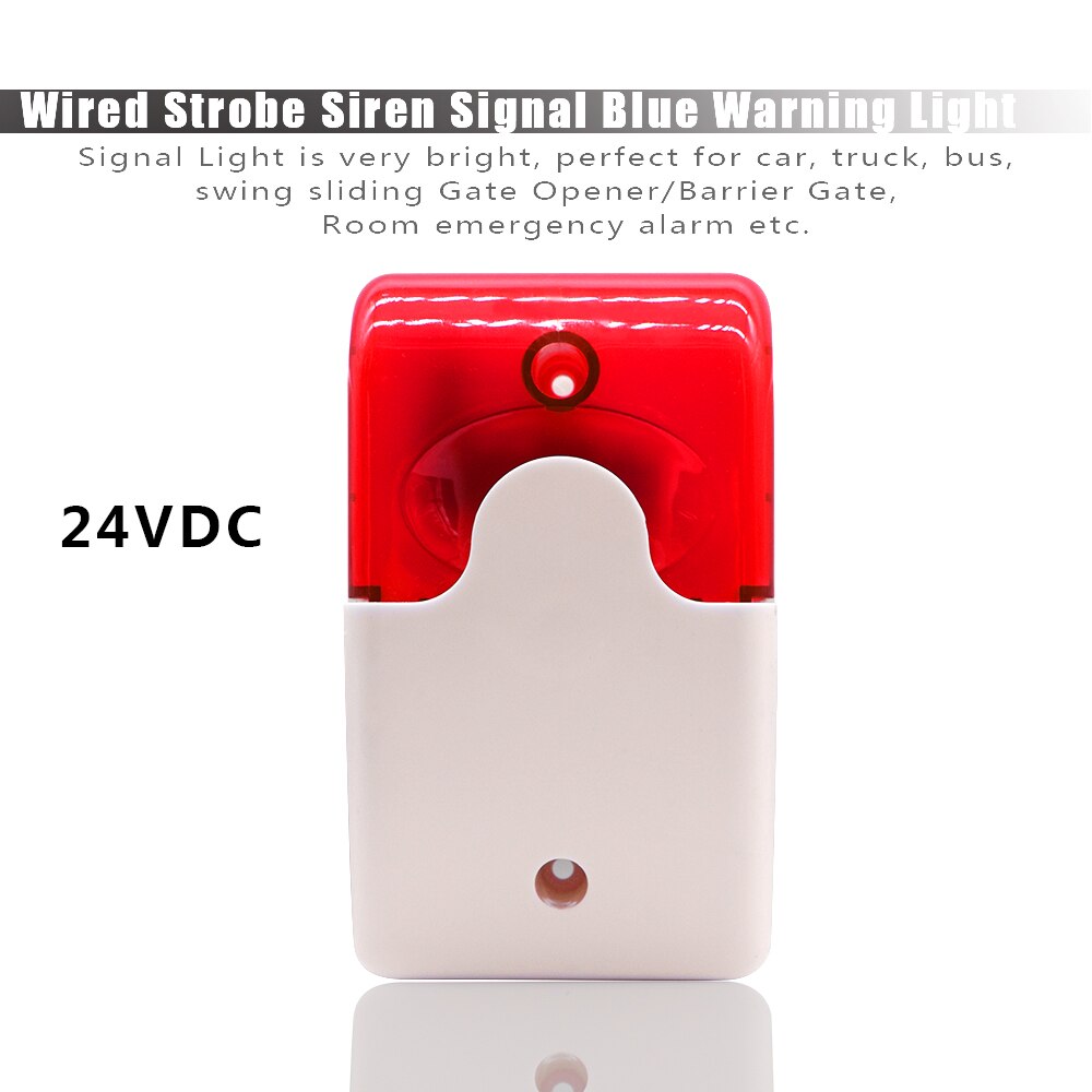 Lydlyshorn 105db lyd- og lysalarm  dc12v-24v vandtæt alarmhornalarm blinkende lys: 24v rødt lys