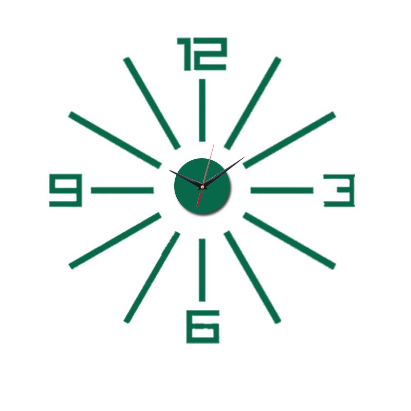 10sets 3D DIYWall Clock Sticker Modern Mute Quartz Clocks Mirror Sticker DIY Living Room Office Decor: Green