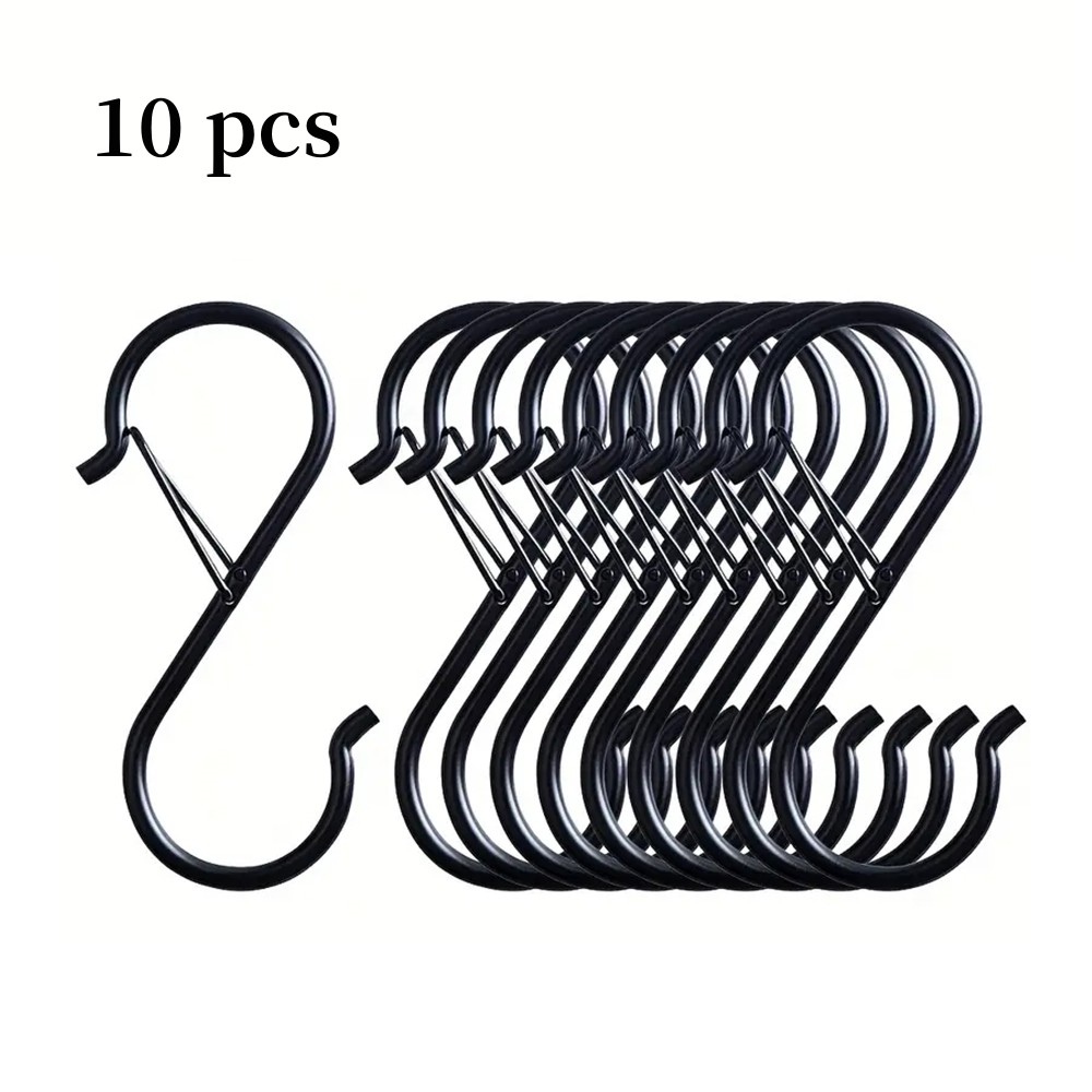 5/10/20 Stück S-Haken mit Sicherheitsschnalle, robuste S-förmige Metallhaken zum Aufhängen von Pflanzen, Küchenutensilien, Kleidung, Topf usw.: Licht Grau