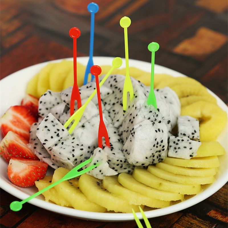 Aixiangru 8cm Kunststoff OK Obst Gabel Geschirr Kunststoff Gabel Einweg Geschirr Bar Tools Einzigen Farbe/Transparent 3500 stücke