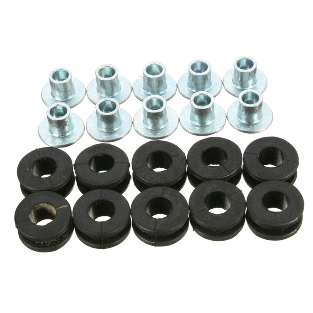 10pcs 10.7mm Round Rubber Grommet Assortment Kit with Bolts for Most Fairings/Cowling Pieces