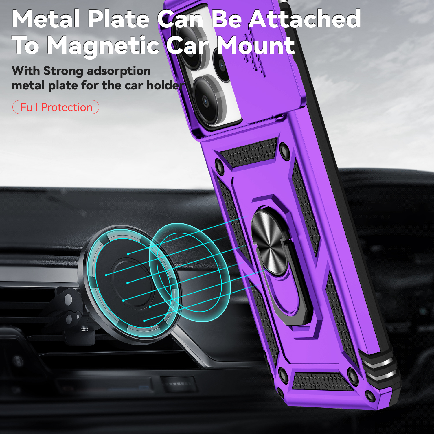 For Redmi Note 14 13 5G 4G Poco X7 Pro Note 13 Pro 5G 4G Case Ring Stand Slide Camera Lens Armor Funda for Xiaomi 14T Pro Cover