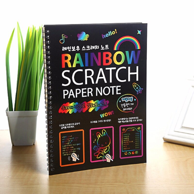19*26cm Black Large Magic Color Rainbow Scratch Paper Note book DIY Drawing Toys Scraping Painting Kid Doodle Educational Books