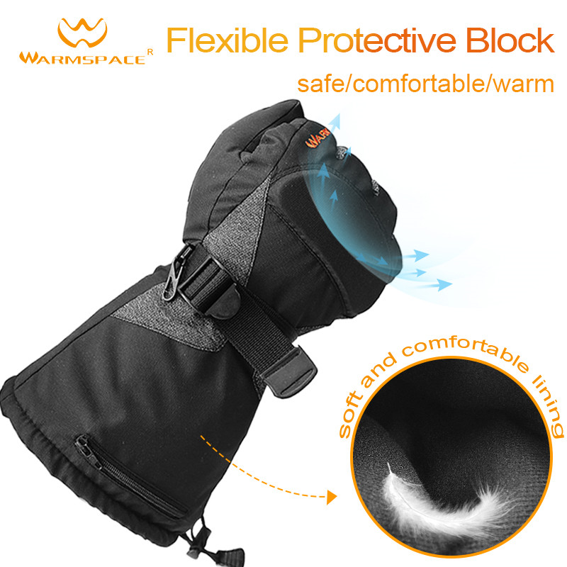 Smart Electric Heating Gloves,3M Waterproof 6xAA Battery Self Heated 5-Fingers/Hand Back,3 gear Warm 6H Touch Screen Ski Gloves