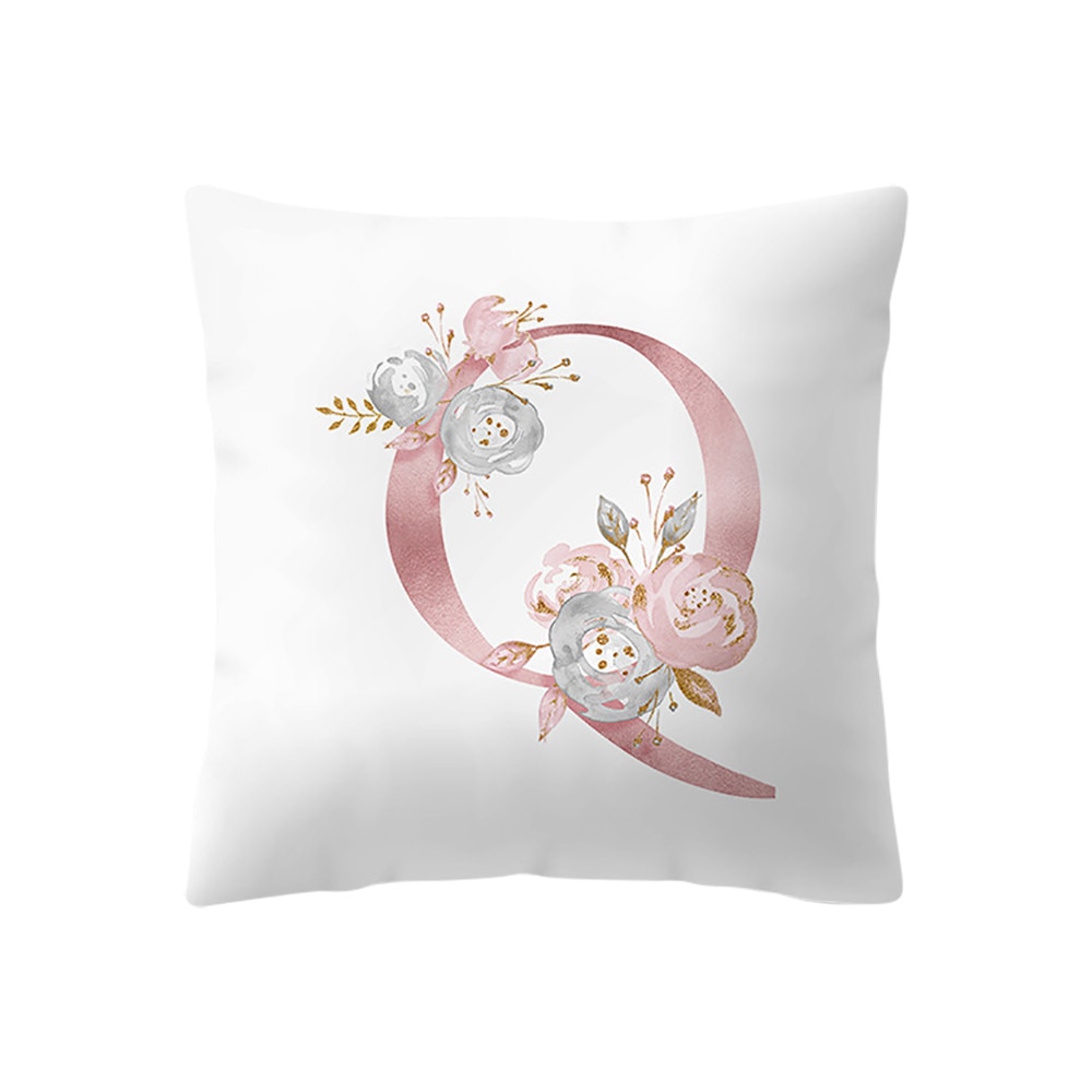 Ensemble de fleurs en forme d'alphabet | Mignon, en forme de fleur, mots simples anglais, housse de coussin pour maison, chambre d'enfants, décoration # LR1: Q