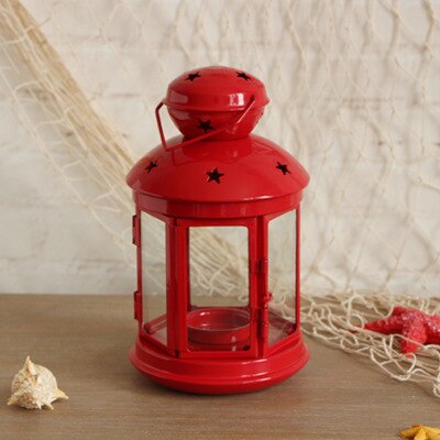 Oversized Metal Candle HolderOutdoor Windproof Candlestick for Wedding Home Lantern Decoration Candle Stand Marriage Candelabra: Red