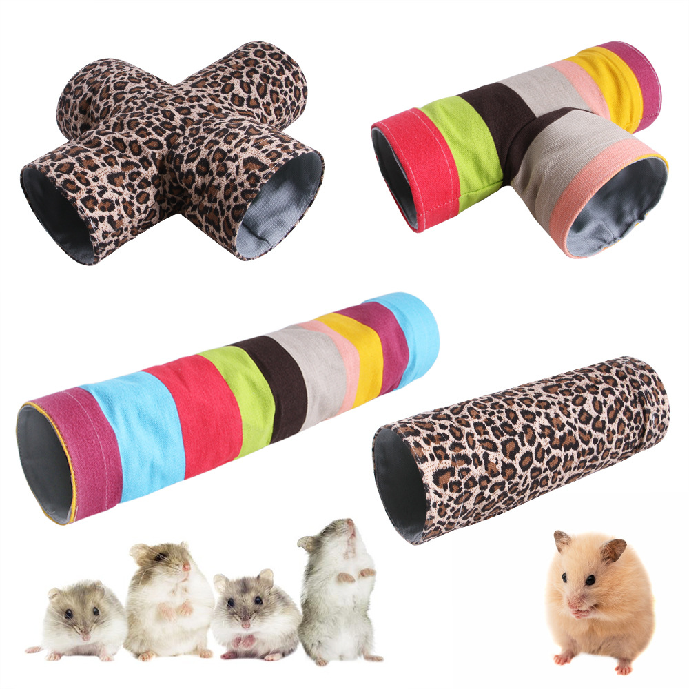 Zusammenklappbarer Segeltuch-Tunnel für kleine Tiere, Haustier-Hamster-Trainingssteck-Tunnel für Meerschweinchen, Haustierspielröhren