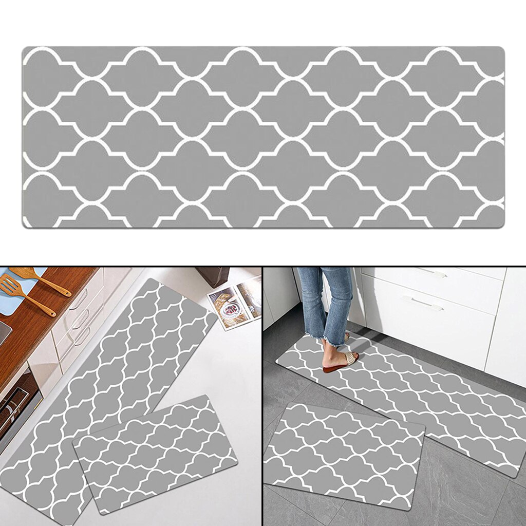 Anti Fatigue Kitchen Rug Cushioned Kitchen Standing Mat Waterproof Non Skid: Grey 120x45cm