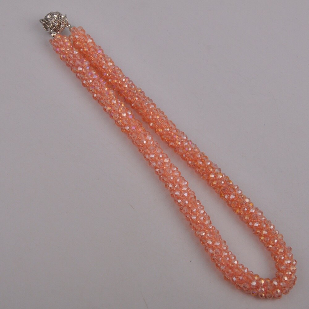 Colorful Crystal Beaded African Necklace European and American Necklace Costume Necklace Set: Peach AB