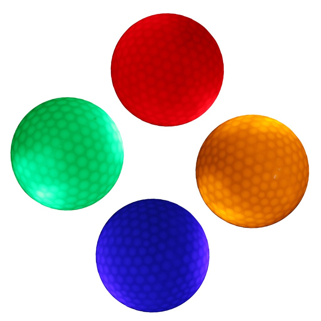 Night Golfing LED Light Up Golf Balls Official Size Double Layer, 4Pcs