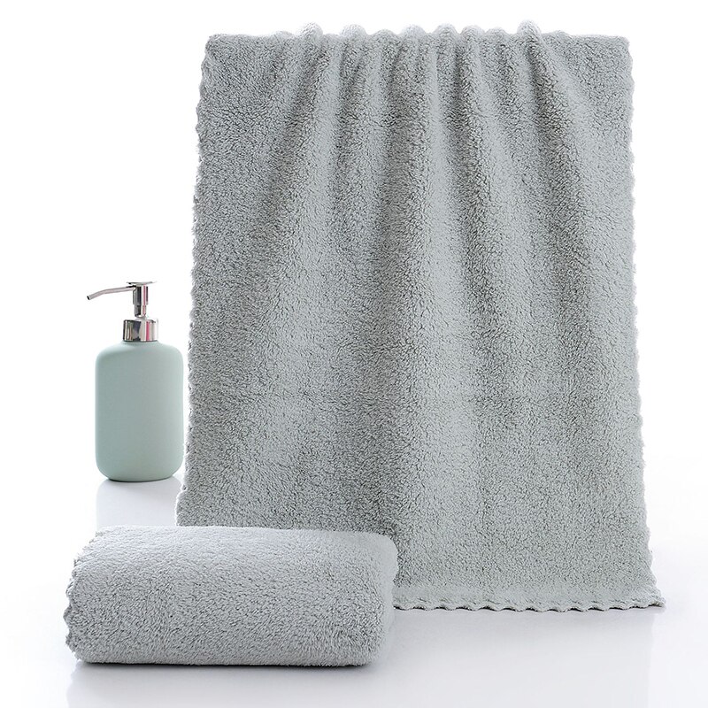 Solid Color Coral Velvet Towel Microfiber Absorbent Towel Home Shower Hair Face Hand Towel Breathable Comfort Clean Supplies: Light Grey