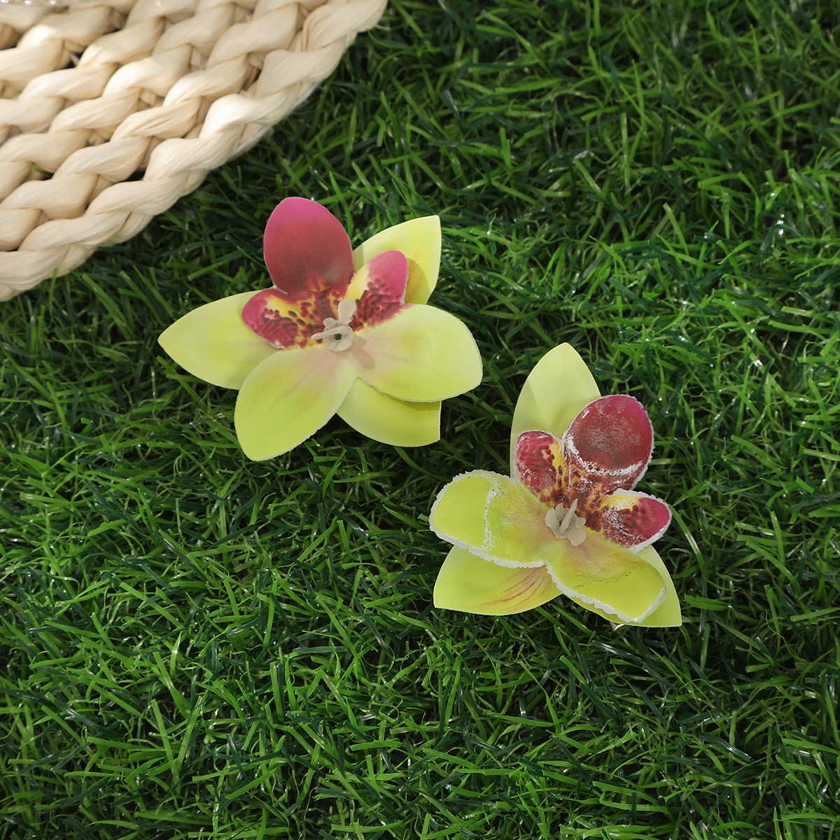 Horquillas de orquídeas simuladas, pinza para el pelo de flor blanca y rosa para mujer, horquilla para foto de playa de viaje de verano, Clip LATERAL, tocados de