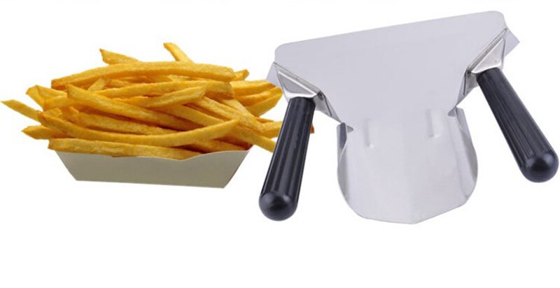 French Fries Shovel Chip Scoop Food Stainless Steel Kitchen Tools Fries Burger Packaging Tool Single Double Handles Grip