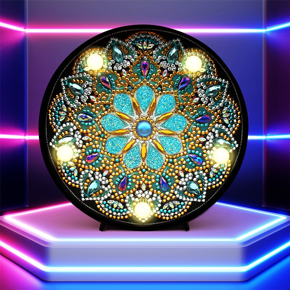 HUACAN 5D Diamant Malerei LED Lampe Mandala Stickerei Mosaik Bausatz Weihnachten Dekorationen Für Heimat: ZXD060