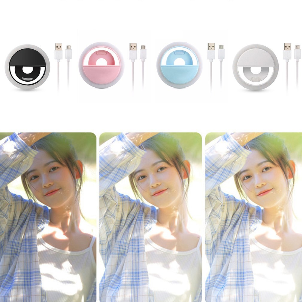 R2 do telefone móvel clipe de luz redonda selfie luz de preenchimento de carregamento usb selfie anel portátil led flash automático selfie luz de preenchimento