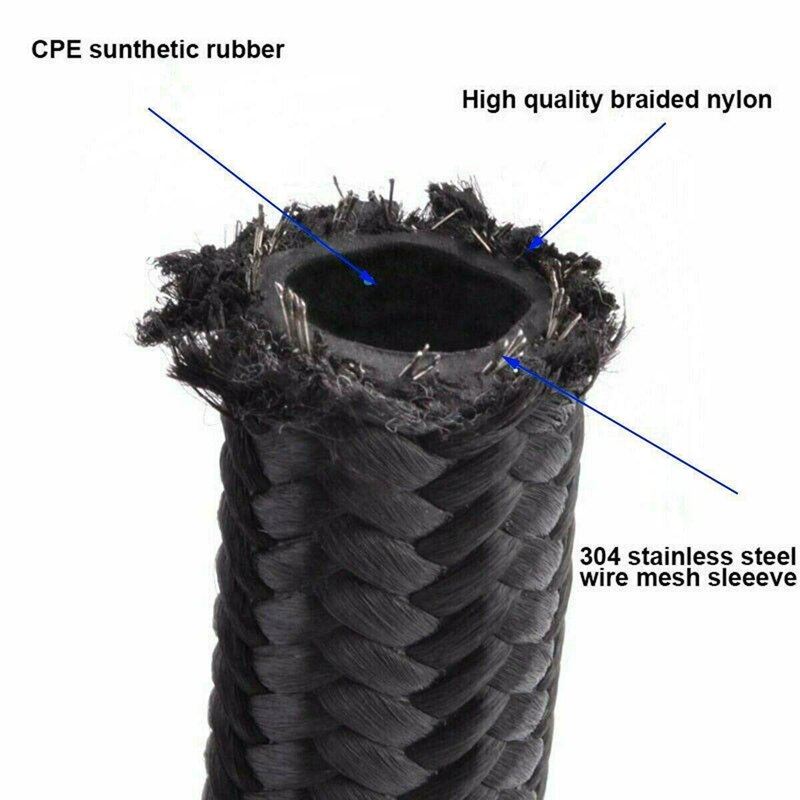 13 pièces 6AN AN-6 raccord en acier inoxydable Nylon tressé ligne de tuyau de carburant 16FT