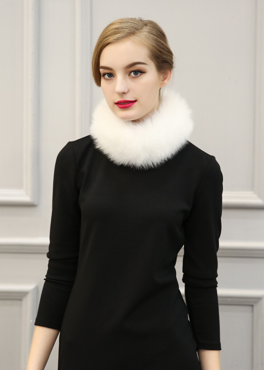 Écharpe en fausse fourrure de renard pour femme, foulard d'hiver, à la , châle, étole, tour de cou en fourrure