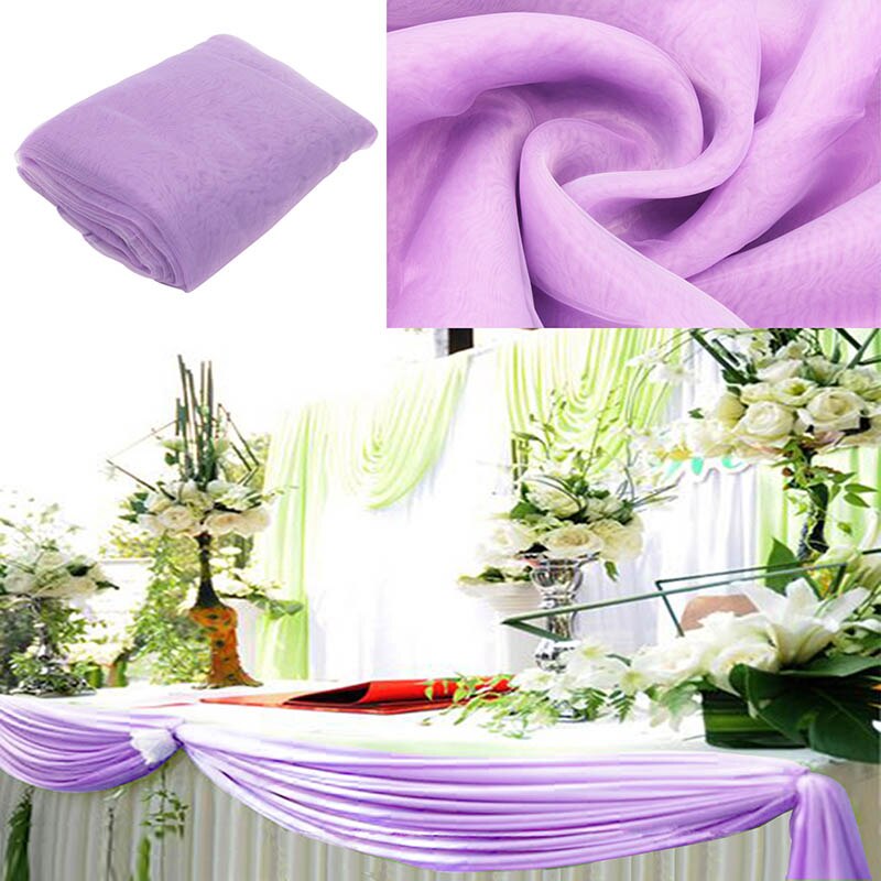 Tissu Organza avec ruban pur 10M x 1.35M | Couverture pour mariage, fournitures de décoration pour Banquet de mariage, célébrations d'hôtel: lavender