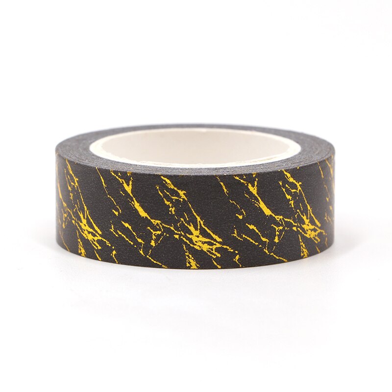 Washi Tape Vintage de papel de arroz, cinta adhesiva para álbum de recortes, 1,5 cm x 10m, papelería, color negro y dorado, 1 unidad