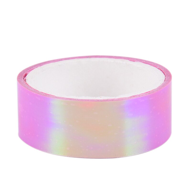 1 stk 5m rytmisk gymnastik dekoration holografisk rg prismatisk glitter tape bøjler stick 500cm x 1.5cm: Lyserød