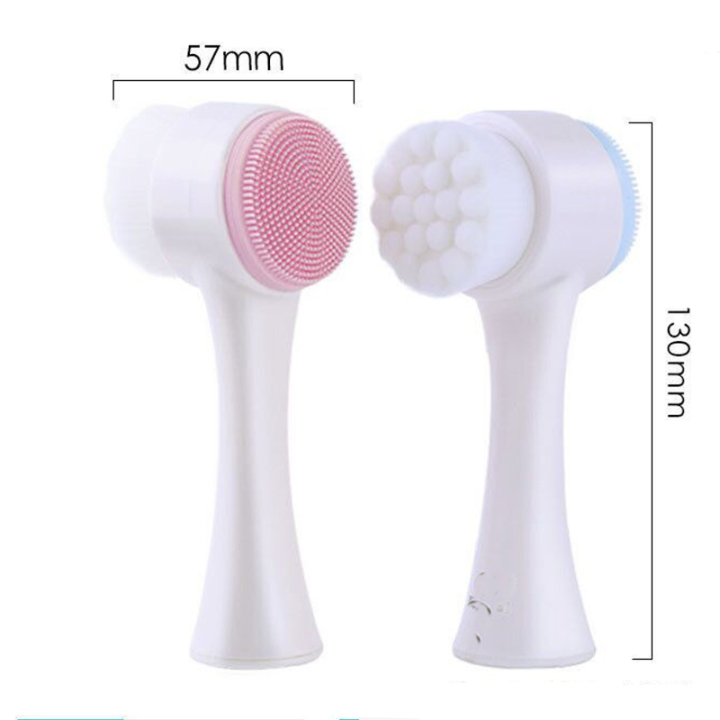 Brosse de nettoyage du visage Double Silicone 3D, Massage manuel, brosse pour le visage, exfoliant à poils souples, brosse de lavage du visage Double face