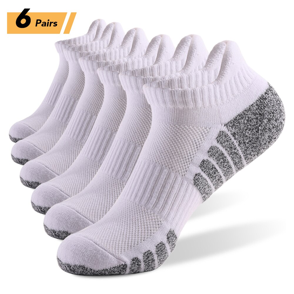 6 Pairs Sports Ankle Socks Athletic Low-cut Socks Thick Knit Autumn Winter Socks Outdoor Fitness Breathable Quick Dry Socks: White / M