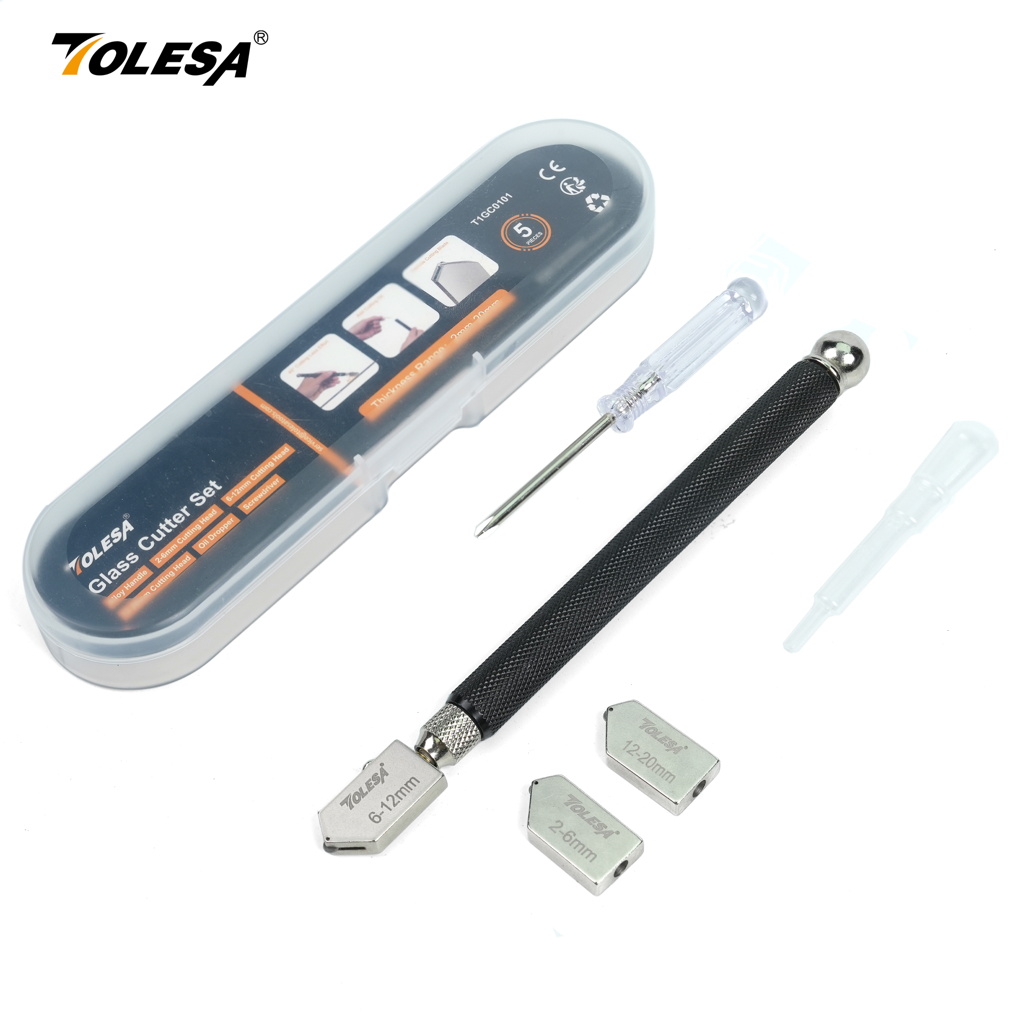 Kits de cortador de vidro TOLESA 2mm-20mm, ferramenta de corte de vidro com alimentação aotomática de óleo e caixa, cortador de vidro para espelhos/telelas/mosaico: Default Title