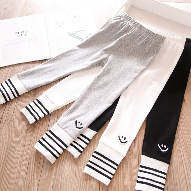 2022 Lente Baby Meisjes Streep Lachend Gezicht Legging
