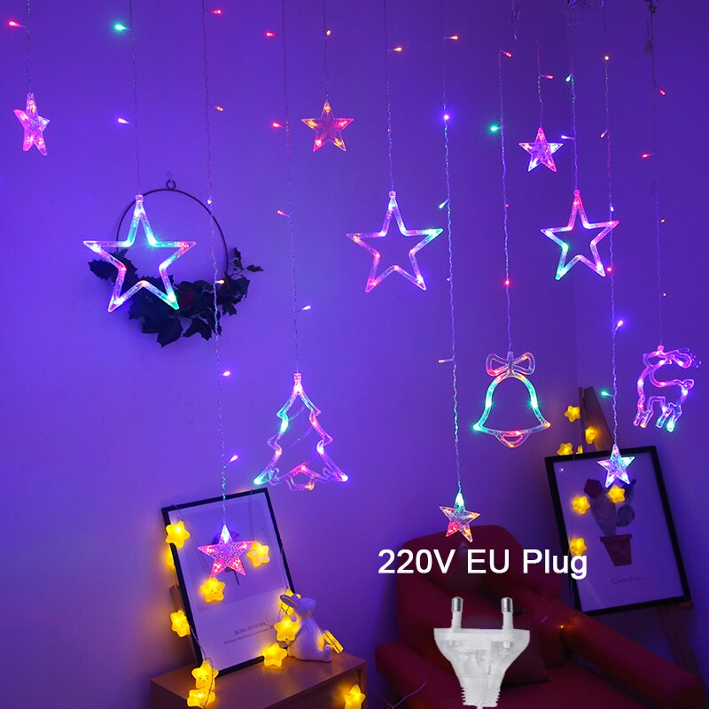 Kerst String Lights Gordijn Kerstverlichting Garland Led Wedding Party Kerst Voor Raam Home Outdoor Decor: Multicolor