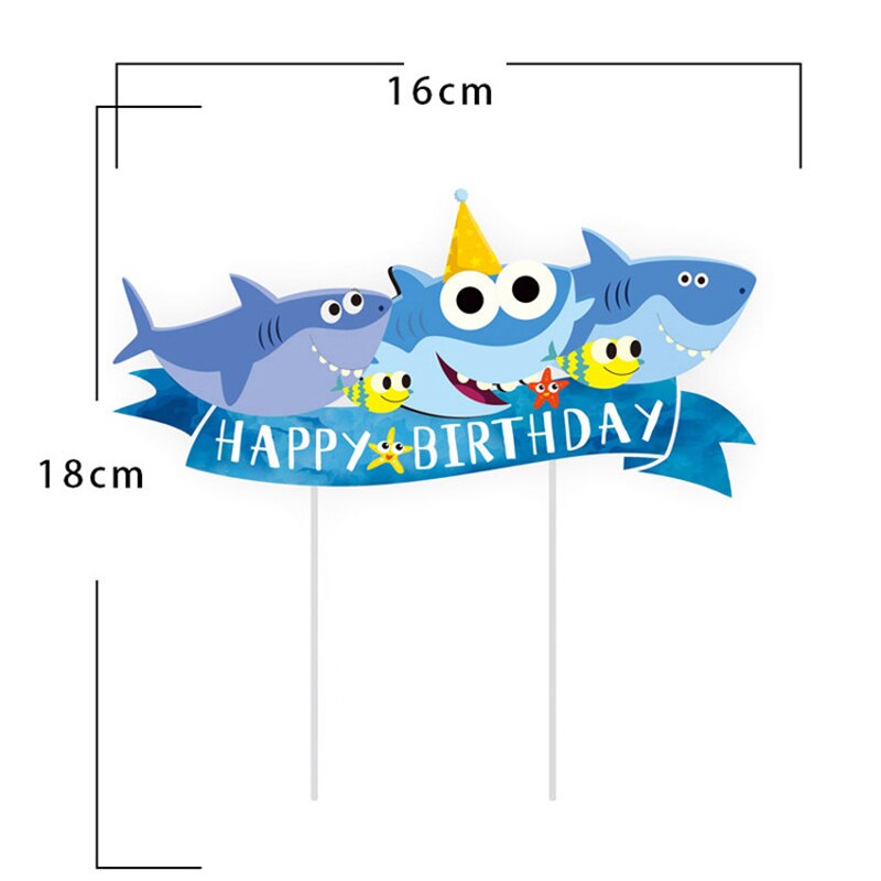 Ocean Shark Disposable Tableware Animal Pattern Paper Plates Cups Hanging Banners Ornaments Kids Birthday Party Supplies