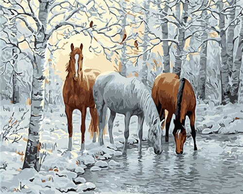 Pintura AZQSD por números, caballo, Animal, colorear por números, pintura al óleo acrílica, Kit de pintura a mano, decoración del hogar sin marco: SZYG1045